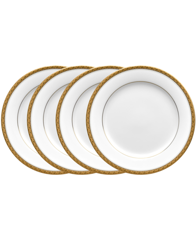 Noritake Charlotta Gold Set Of 4 Salad Plates, Service For 4 In White And Gold-tone
