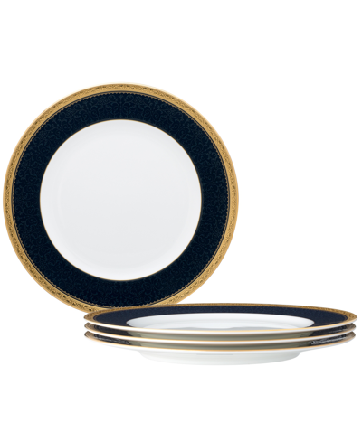 Noritake Odessa Cobalt Gold Set Of 4 Dinner Plates, Service For 4 In Blue