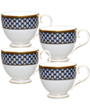 Noritake Blueshire Set Of 4 Cups, Service For 4 In White Blue