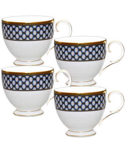 Noritake Blueshire Set Of 4 Cups, Service For 4 In White Blue