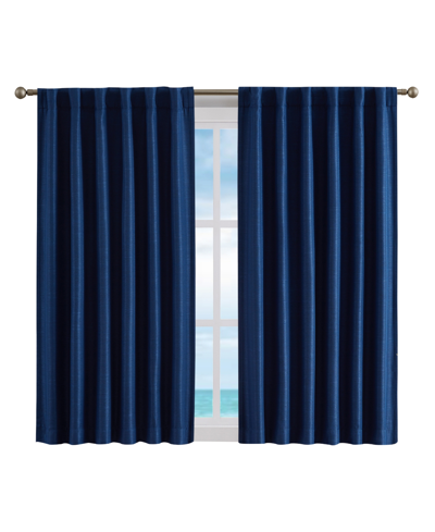 Nautica Robin Thermal Woven Room Darkening Back Tab Window Curtain Panel Set, 52" X 63" In Indigo