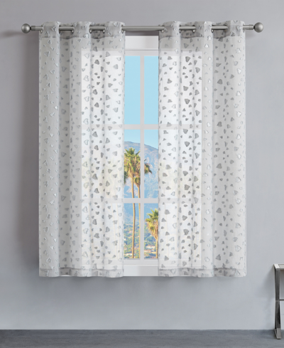 Juicy Couture Ethel Leopard Embellished Sheer Grommet Window Curtain Panel Set, 38" X 63" In Gray