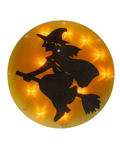 Northlight Lighted Witch On Broomstick Halloween Window Silhouette, 13.75" In Orange