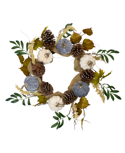 Northlight Pumpkins Foliage Grapevine Artificial Thanksgiving Wreath Unlit, 24" In Brown