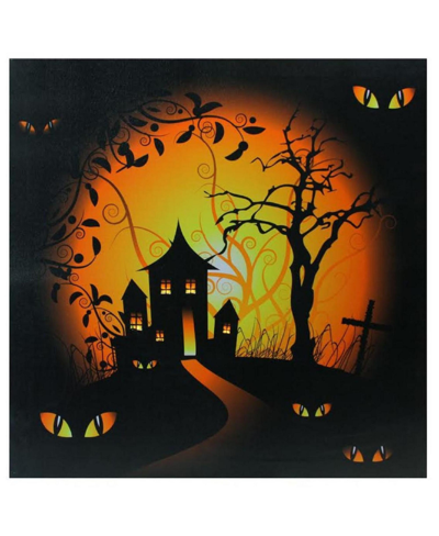Northlight Led Lighted Spooky House Halloween Canvas Wall Art, 19.75" X 19.75" In Black