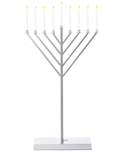 Vintiquewise Coated Hanukkah Menorah For Synagogue, Large In Silver-tone