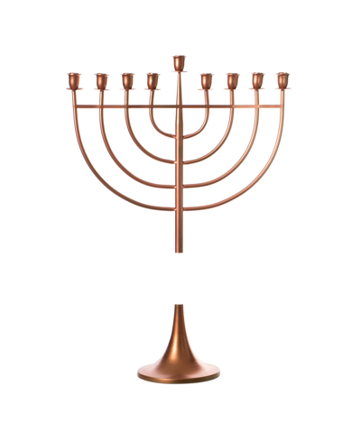 Vintiquewise Modern Judaic Hanukkah Menorah 9 Branched Candelabra, Medium In Copper
