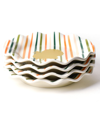 Coton Colors Turkey Stripes Ruffle Salad Plate 4 Piece Set, Service For 4 In Multi