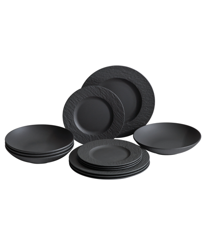 Villeroy & Boch Manufacture Rock 12-pc. Dinnerware Set In Black