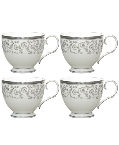 Noritake Summit Platinum Set Of 4 Cups, Service For 4 In White