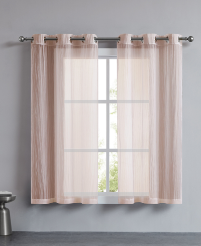 Juicy Couture Marnie Crushed Solid Sheer Voile Grommet Window Curtain Panel Set, 38" X 63" In Blush