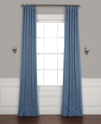 Exclusive Fabrics & Furnishings Blackout Faux Linen Panel, 50" X 96" In Powder Blue