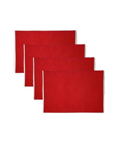 Lenox French Perle 13" X 19" Placemats Set, 4 Piece In Red
