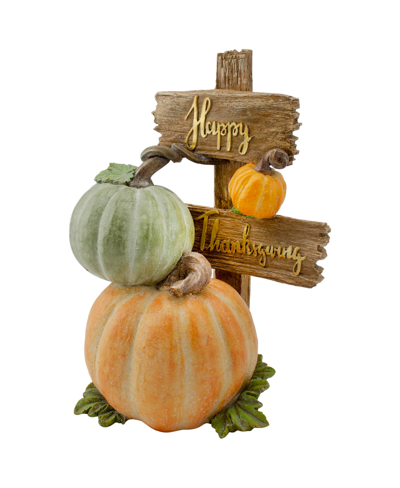 Northlight Pumpkin "happy Thanksgiving" Table Top Sign, 12.5" In Orange