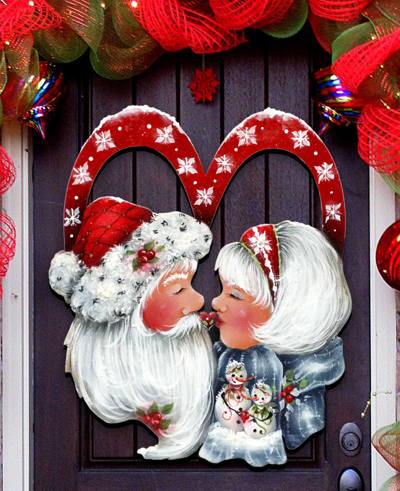 Designocracy Merry Kissmas, Holiday Door Decor In Multi Color