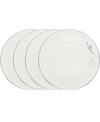 Noritake Birchwood Set Of 4 Saucers, Service For 4 In White Platinum