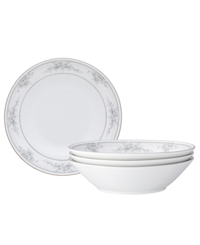 Noritake Sweet Leilani Set Of 4 Soup Bowls, Service For 4 In White Gray