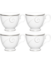 NORITAKE PLATINUM WAVE SET OF 4 CUPS, SERVICE FOR 4