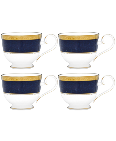 Noritake Odessa Cobalt Gold Set Of 4 Cups, Service For 4 In Blue
