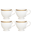 Noritake Rochelle Gold Set Of 4 Cups, Service For 4 In White