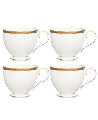 Noritake Rochelle Gold Set Of 4 Cups, Service For 4 In White