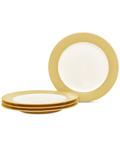Noritake Colorwave Rim Dinner Plates, Set Of 4 In Mustard