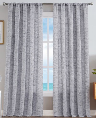 Nautica Caspian Light Filtering Textured Rod Pocket Window Curtain Panel Set, 54" X 108" In Slate