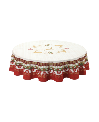Laural Home Simply Christmas 70" Round Tablecloth In Ecru