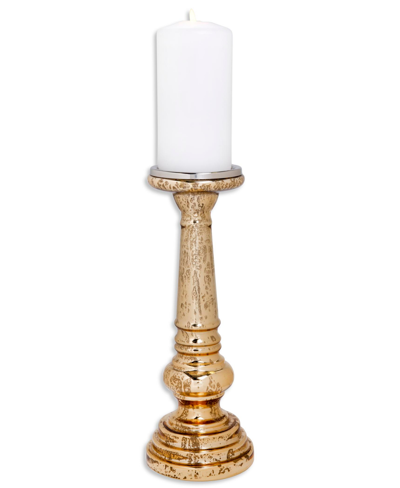 Home Essentials Mercury Pillar Candlestick, 12" In Gold-tone