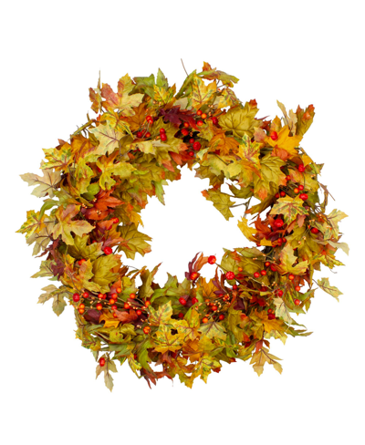Northlight Berries And Twigs Artificial Thanksgiving Wreath Unlit, 30" In Yellow