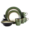 Elama Libra 16 Piece Luxurious Stoneware Dinnerware, Service For 4 In Jade