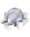 Elama Marble Clara 16 Pc. Stoneware Dinnerware Set, Service For 4 In White