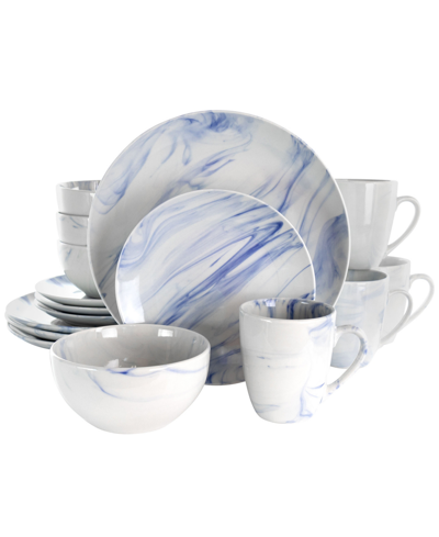 Elama Marble Clara 16 Pc. Stoneware Dinnerware Set, Service For 4 In White