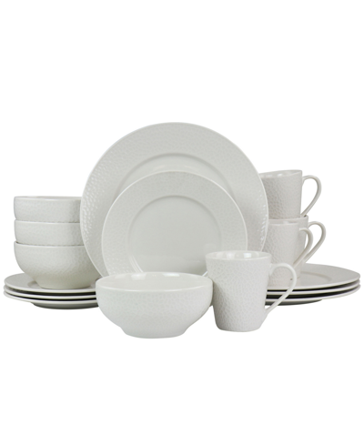 Elama Alexa 16 Piece Porcelain Dinnerware Set, Service For 4 In White
