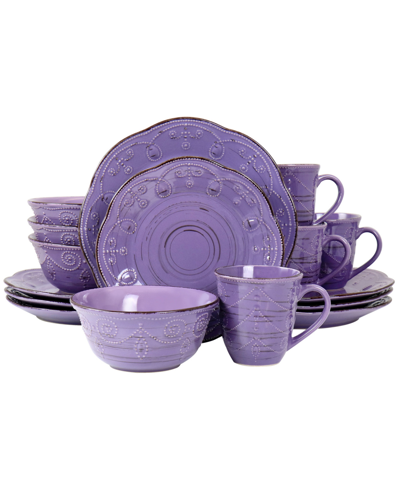 Elama Reactive Glaze Aitana 16 Piece Stoneware Dinnerware Set, Service For 4 In Purple