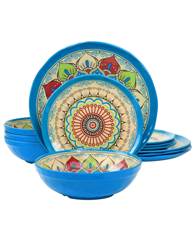 Elama Mandala Micaela 12 Piece Melamine Dinnerware Set, Service For 4 In Multi-color