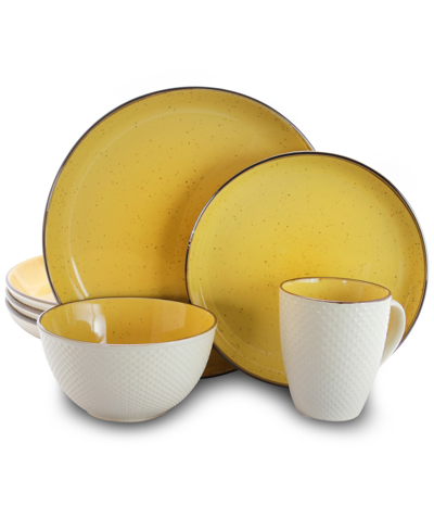 Elama Yeva 16 Piece Dinnerware Set, Service For 4 In Yellow