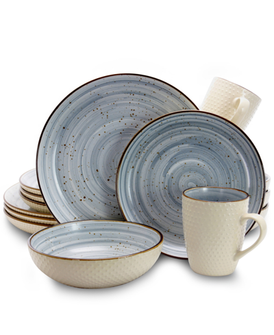Elama Yeva 16 Piece Dinnerware Set, Service For 4 In Powder Blue