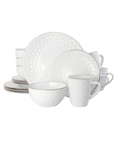 Elama Camil Medici Pearl 16 Piece Dinnerware Set, Service For 4 In Slate And Stone Pearl