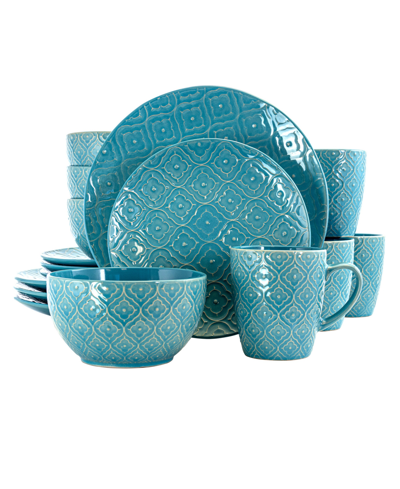 Elama Sapphire 16 Piece Luxurious Stoneware Dinnerware, Service For 4 In Aqua