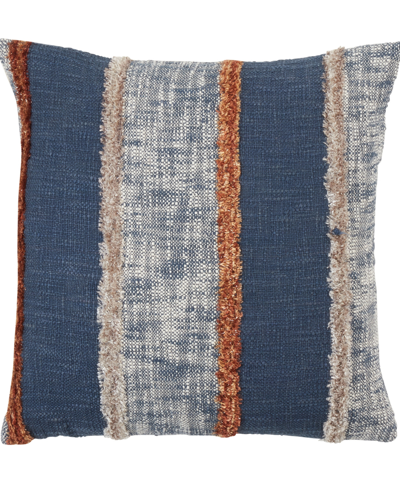 Saro Lifestyle Vertical Striped Decorative Pillow, 20" X 20" In Navy Blue