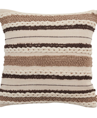 Saro Lifestyle Striped Woven Decorative Pillow, 20" X 20" In Ivory