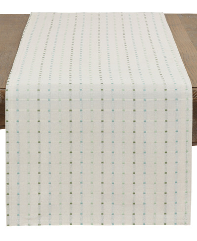 Saro Lifestyle Table Runner With Stitched Line Design, 54" X 16" In White