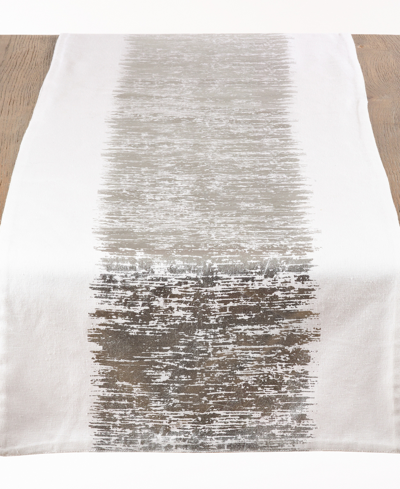 Saro Lifestyle Table Runner With Metallic Banded Design, 108" X 16" In Silver-tone