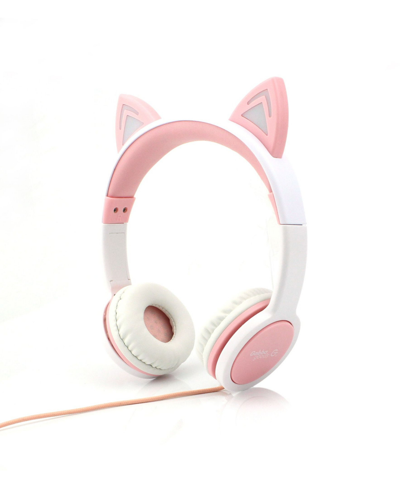 Gabba Goods Kids Safesounds Cat Led Light-up Wired Headphones In Pink