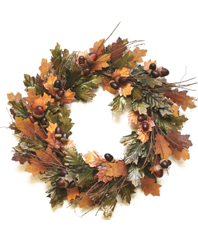 Northlight Autumn Harvest Artificial Leaves Wreath Unlit, 20" In Brown
