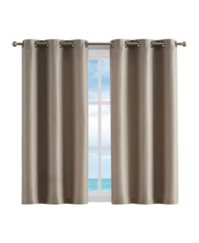 Nautica Milton Thermal Woven Room Darkening Grommet Window Curtain Panel Pair Dusty Collection In Gray