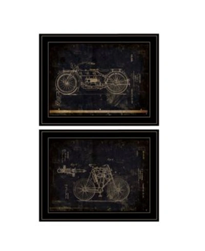 Trendy Decor 4u Motor Bike Patent I Ii 2 Piece Vignette By Cloverfield Co Collection In Multi