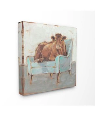 Stupell Industries Brown Bull On A Blue Couch Neutral Color Painting Canvas Wall Art Collection In Multi