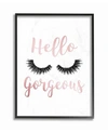 STUPELL INDUSTRIES HELLO GORGEOUS BLACK EYELASHES TYPOGRAPHY FRAMED TEXTURIZED ART COLLECTION